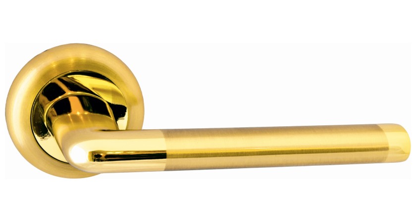 Комплект ручек ФЕРРАРА ITAROS на круглой розетке матовое золото/золото SG/GP